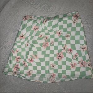 Hollister Green and Pink Floral Mini Skirt